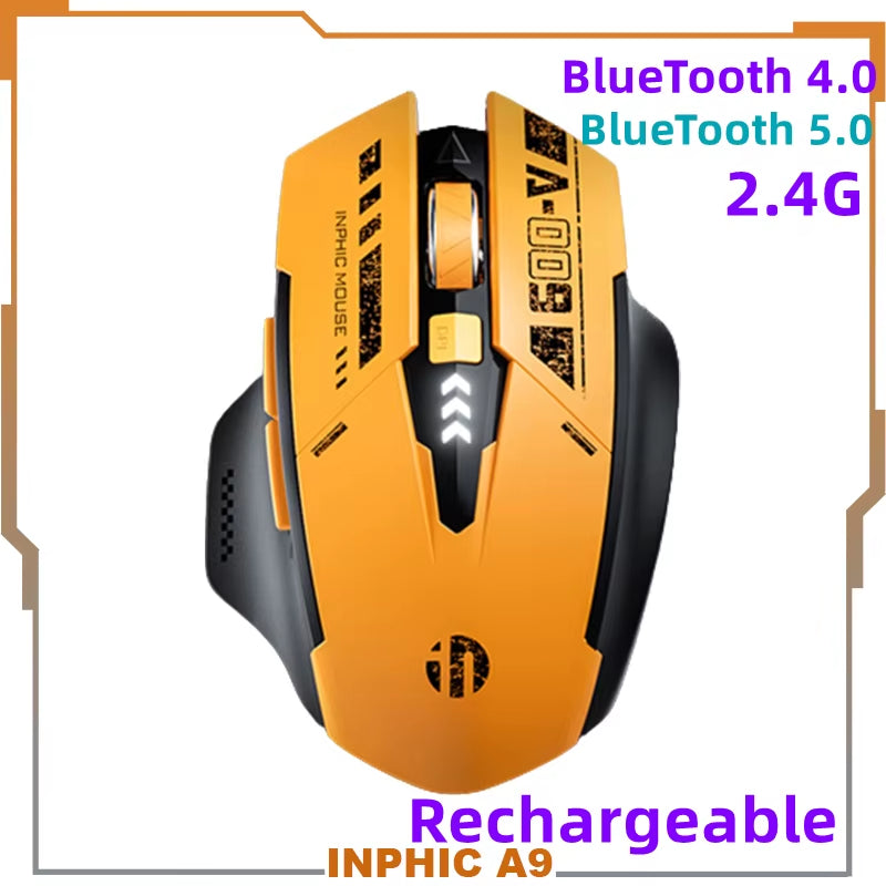 Inphic F9 Mecha Edition Wireless Mouse Silent Rechargeable Mouse Type-C LED Light Mouse for Computer Laptop Office Gaming