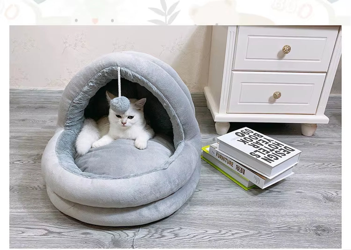 Cat Bed House Kennel Nest round Pets Sleeping Cave Kitten Beds Pet Basket Cozy Kitten Lounger Cushion Cat House Tent Dog House