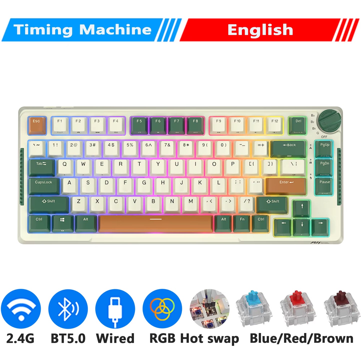 H81 Royal Kludge Gasket Structure Tri-Mode Mechanical Keyboard 81 Key 80% RGB Backlit 2.4G Wireless Bluetooth Gamer Keyboard