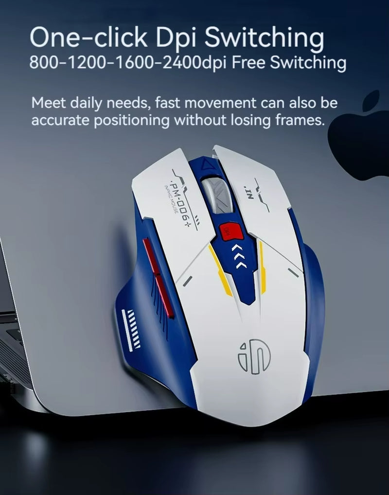 Inphic F9 Mecha Edition Wireless Mouse Silent Rechargeable Mouse Type-C LED Light Mouse for Computer Laptop Office Gaming