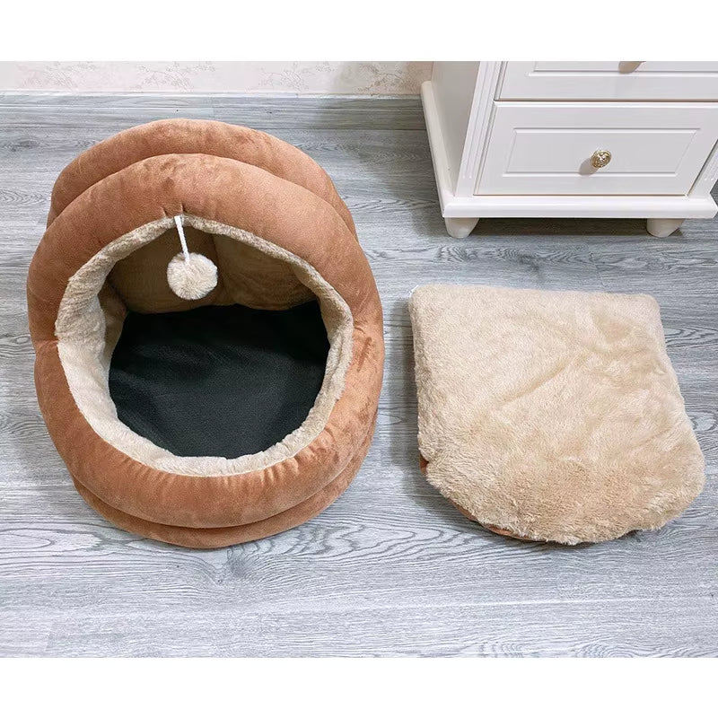Cat Bed House Kennel Nest round Pets Sleeping Cave Kitten Beds Pet Basket Cozy Kitten Lounger Cushion Cat House Tent Dog House