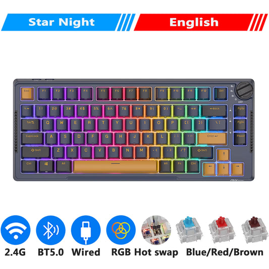H81 Royal Kludge Gasket Structure Tri-Mode Mechanical Keyboard 81 Key 80% RGB Backlit 2.4G Wireless Bluetooth Gamer Keyboard