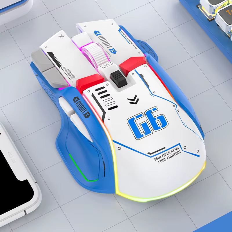 Tri-Mode 2.4G USB Bluetooth Wireless Gamimg Mouse 12 Keys RGB Game Wired Meche Mice for Windows IOS Home Office Laptop PC Gamer