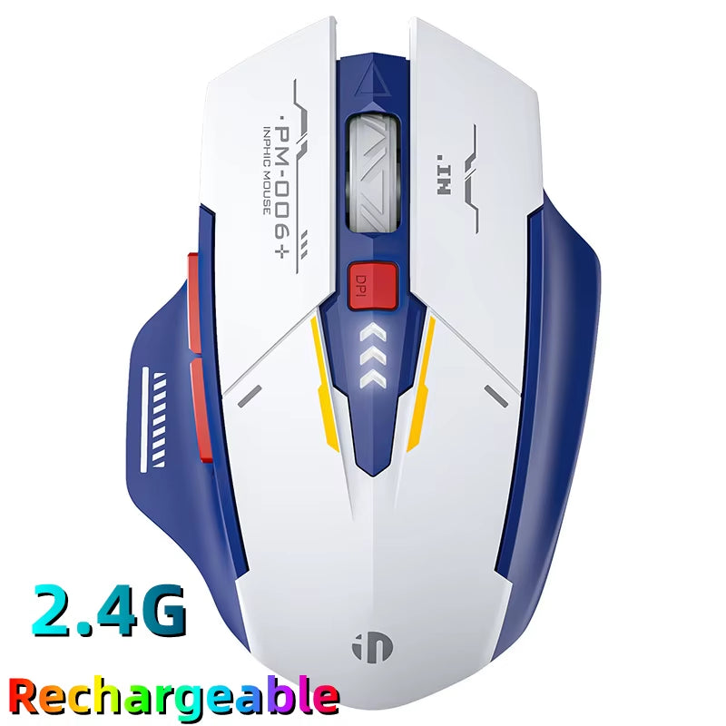 Inphic F9 Mecha Edition Wireless Mouse Silent Rechargeable Mouse Type-C LED Light Mouse for Computer Laptop Office Gaming