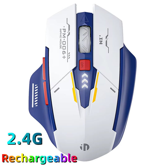 Inphic F9 Mecha Edition Wireless Mouse Silent Rechargeable Mouse Type-C LED Light Mouse for Computer Laptop Office Gaming