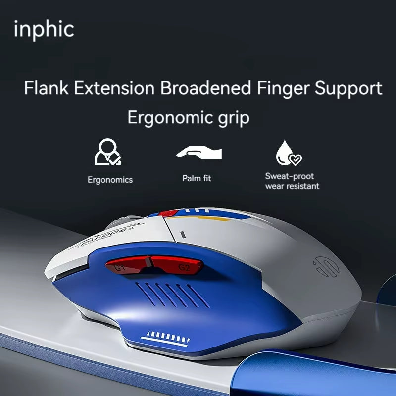 Inphic F9 Mecha Edition Wireless Mouse Silent Rechargeable Mouse Type-C LED Light Mouse for Computer Laptop Office Gaming