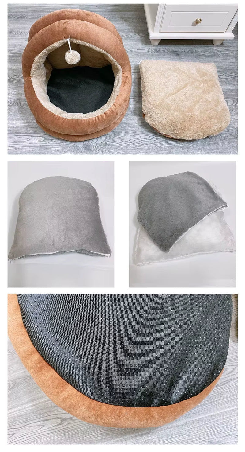 Cat Bed House Kennel Nest round Pets Sleeping Cave Kitten Beds Pet Basket Cozy Kitten Lounger Cushion Cat House Tent Dog House