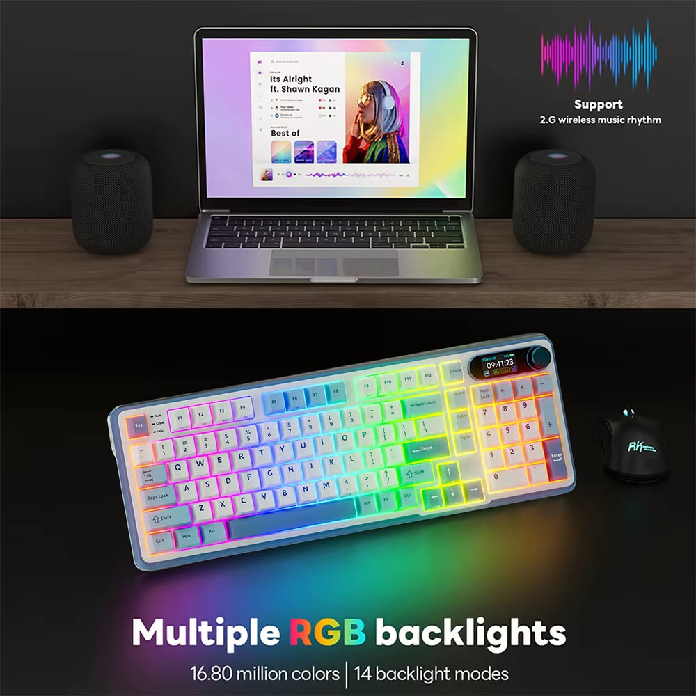 ROYAL KLUDGE S98 Mechanical Keyboard Top Mount TFT Screen 98 Keys RGB BT5.0/2.4G/USB-C Wireless Gamer Keyboard Hot Swappable