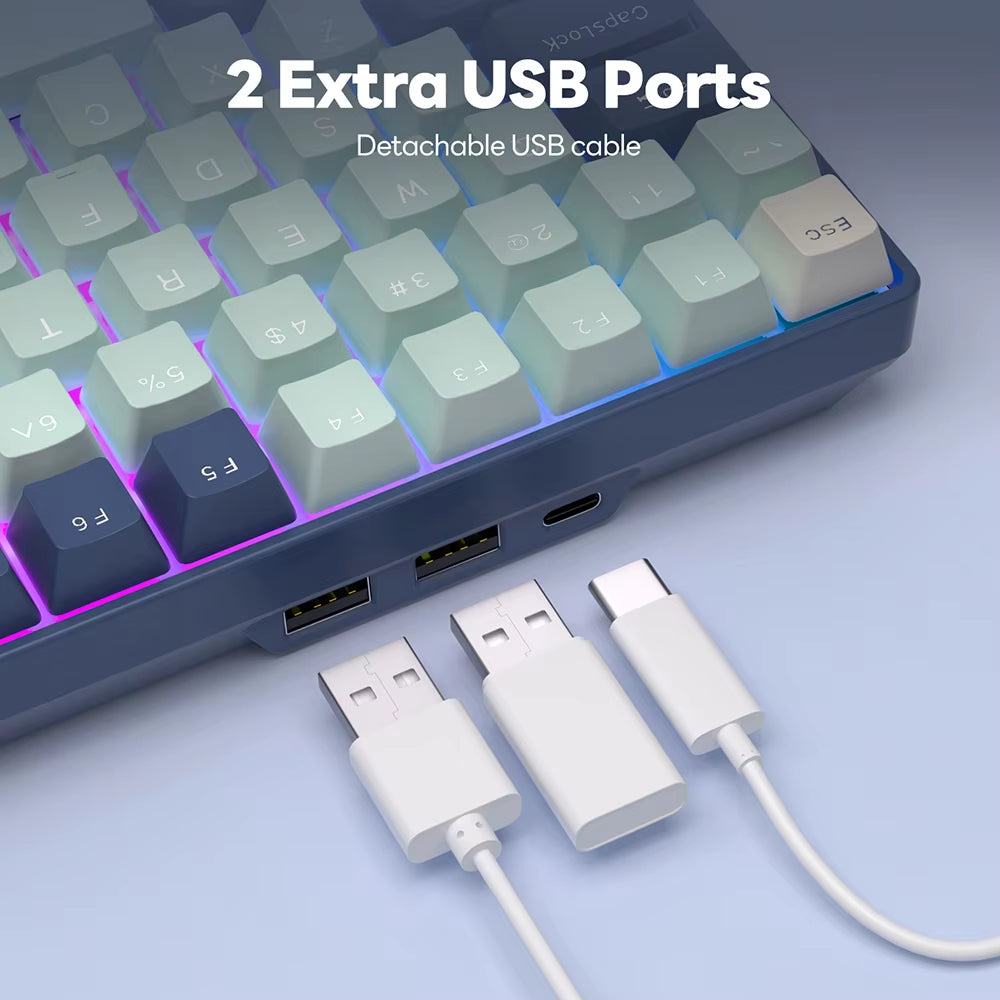 ROYAL KLUDGE 96 RGB Tri-Mode BT5.0/2.4G/USB-C Hot-Swappable Mechanical Keyboard 96 Keys Bluetooth Wireless Gaming Keyboard