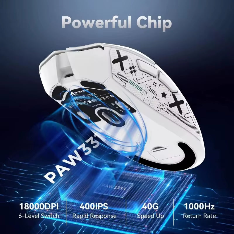 ATTACK SHARK R1 2.4 Wireless Tri-Mode Lightweight Gaming Mouse, PAW3311 Optical Sensor 18K DPI Programmable Wired Computer Mouse