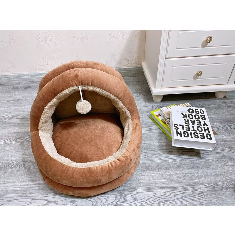 Cat Bed House Kennel Nest round Pets Sleeping Cave Kitten Beds Pet Basket Cozy Kitten Lounger Cushion Cat House Tent Dog House