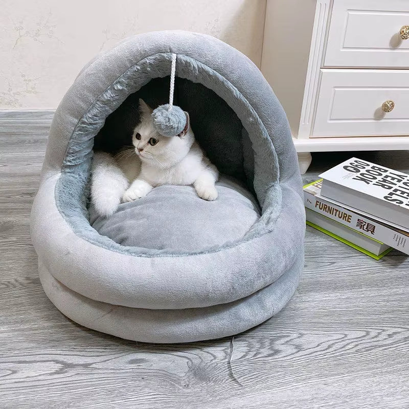 Cat Bed House Kennel Nest round Pets Sleeping Cave Kitten Beds Pet Basket Cozy Kitten Lounger Cushion Cat House Tent Dog House