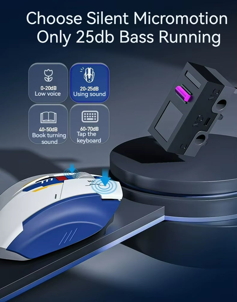 Inphic F9 Mecha Edition Wireless Mouse Silent Rechargeable Mouse Type-C LED Light Mouse for Computer Laptop Office Gaming