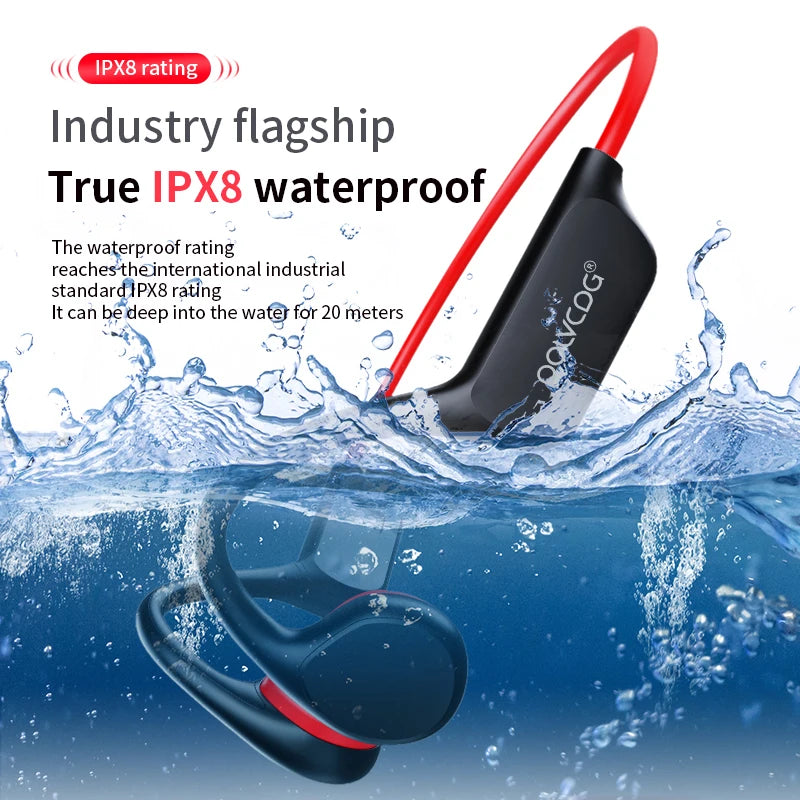 Bone Conduction Headset IPX8 32GB Bluetooth 5.3 Wireless Swimming Headset with Microphone Waterproof Exercise Fitness