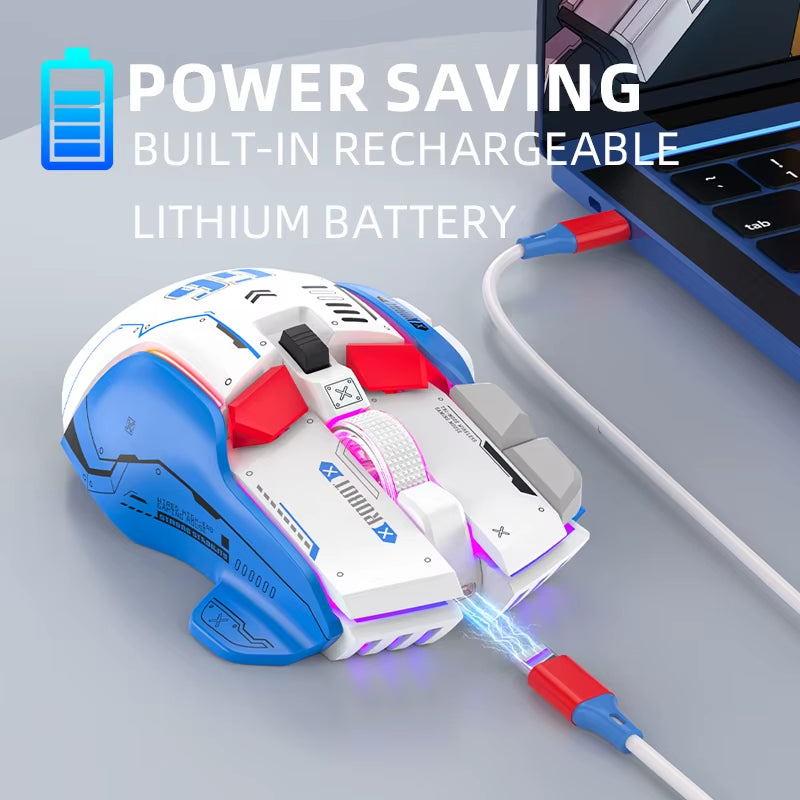 Tri-Mode 2.4G USB Bluetooth Wireless Gamimg Mouse 12 Keys RGB Game Wired Meche Mice for Windows IOS Home Office Laptop PC Gamer