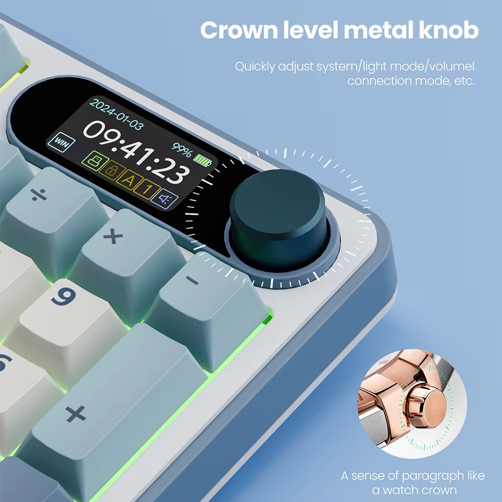 ROYAL KLUDGE S98 Mechanical Keyboard Top Mount TFT Screen 98 Keys RGB BT5.0/2.4G/USB-C Wireless Gamer Keyboard Hot Swappable