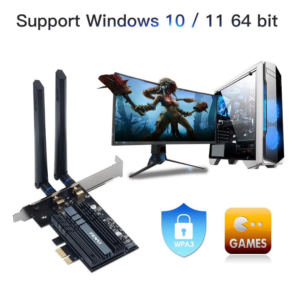 5374Mbps Wifi 6E for Intel AX210 Pcie Wireless Wifi Adapter 2.4G/5G/6Ghz 802.11AX for Bluetooth 5.3 AX200 Wifi 6 Card PC